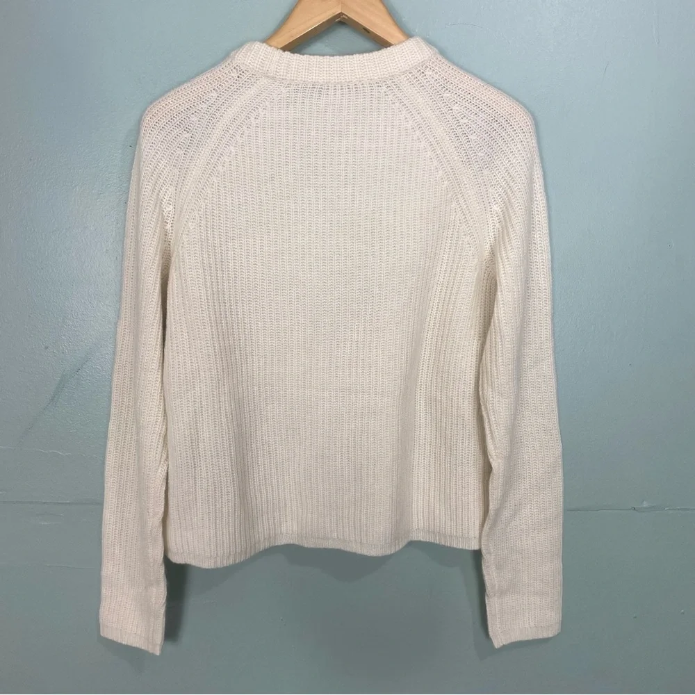 Jenni Kayne Cashmere Fisherman Sweater Cream Ivory Sz Small Knit Jumper Crewneck